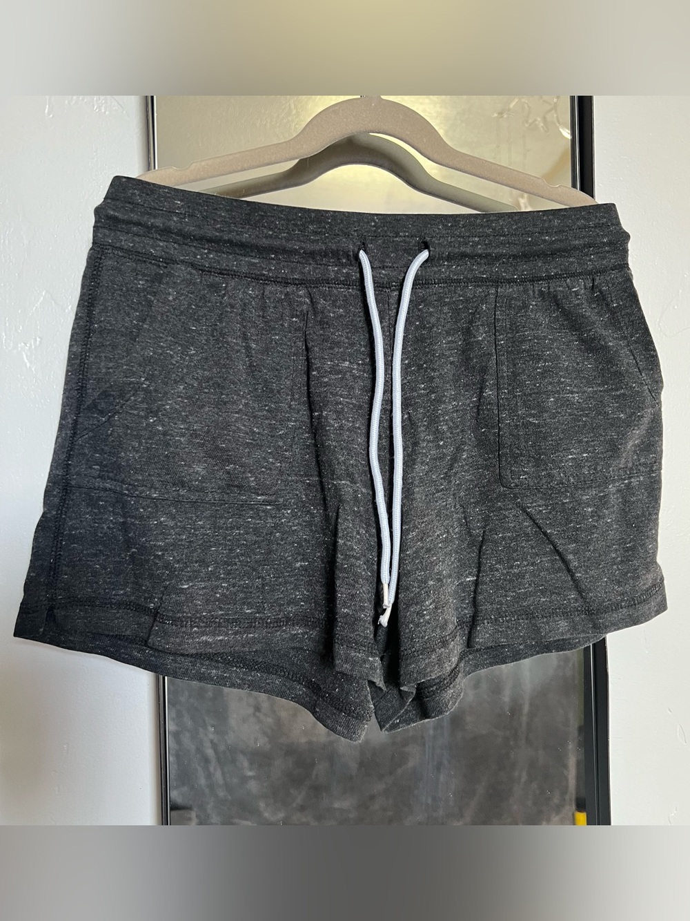 Athletic Works Charcoal Heather Drawstring Athletic Shorts with Light Gray Cord